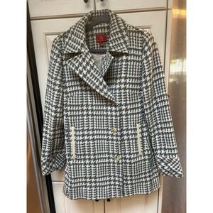 Cole Haan Houndstooth‎ wool pea coat Sz 6.